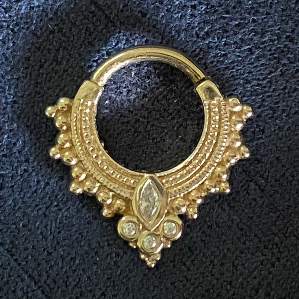 BVLA Andromeda Gold Ring 16g CZ Septum Daith